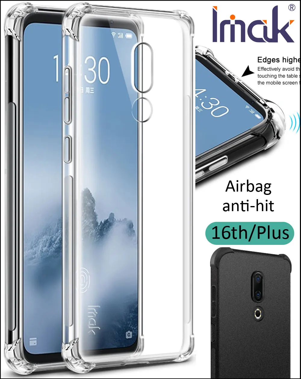 

IMAK Airbag Case For Meizu 16th Plus 16 X Drop resistance anti hit Shock Soft TPU Silicone Cover