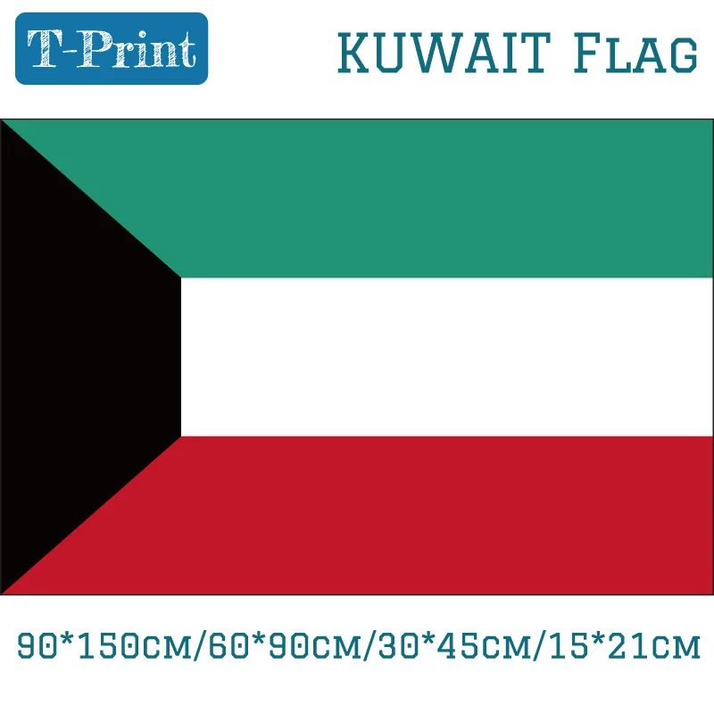 

The State of Kuwait National Flag 60*90cm 90*150cm 15*21cm 3ft*5ft Banners Brass Grommets 30*45cm Car Flag