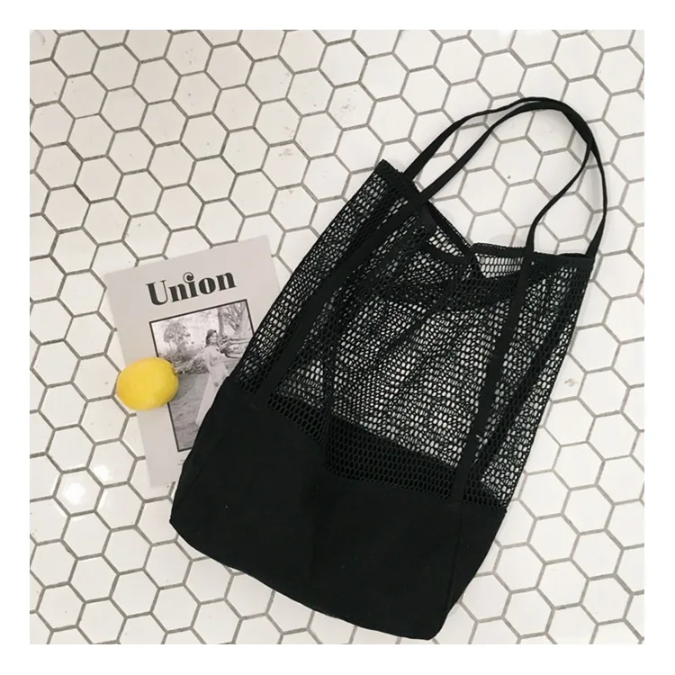

New Style Hollow Out Canvas Shoulder Bags Solid Casual Open Shopping Bag Versatile Bags