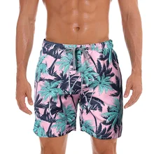 2019 Summer Men's Shorts Men Cotton Print Beach Shorts Mid Waist Casual Men Shorts Drawstring Masculina Male Clothing D40 men zip decoration drawstring shorts