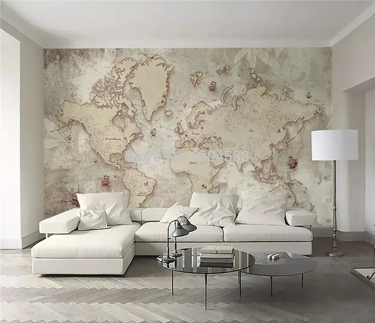 На заказ любой размер фрески обои 3D Ретро Карта мира фото настенная живопись Гостиная Кабинет старца спальня фон настенный Декор 3D