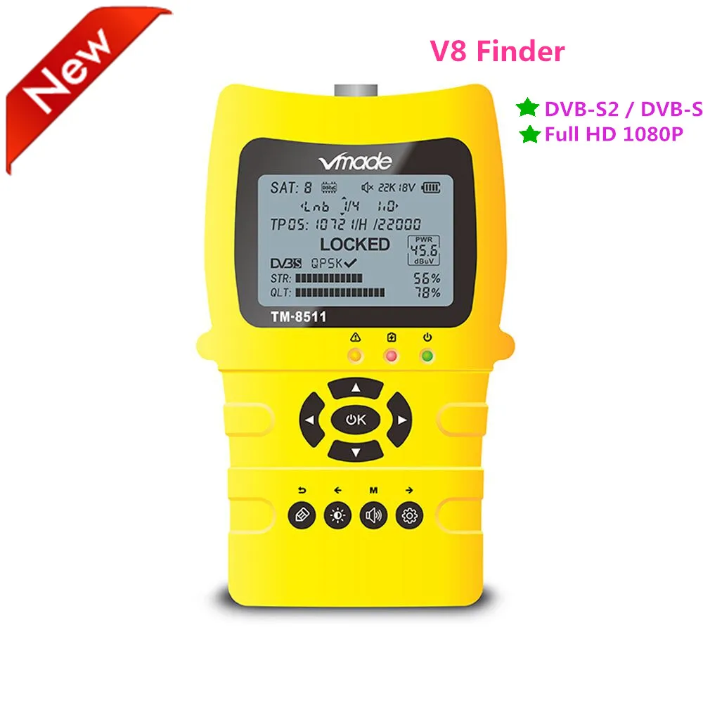 

Vmade Satlink TM-8511 Satellite Finder 2.2 Inch LCD Display DVB-S2 & DVB-S FTA Band Digital Satellite Finder Meter V8 V7 WS 6933