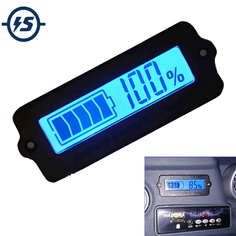 

12V LY6W Lead Acid Battery Capacity Indicator Blue Green LCD Digit Display Meter Lithium Battery Power Level Detector Tester