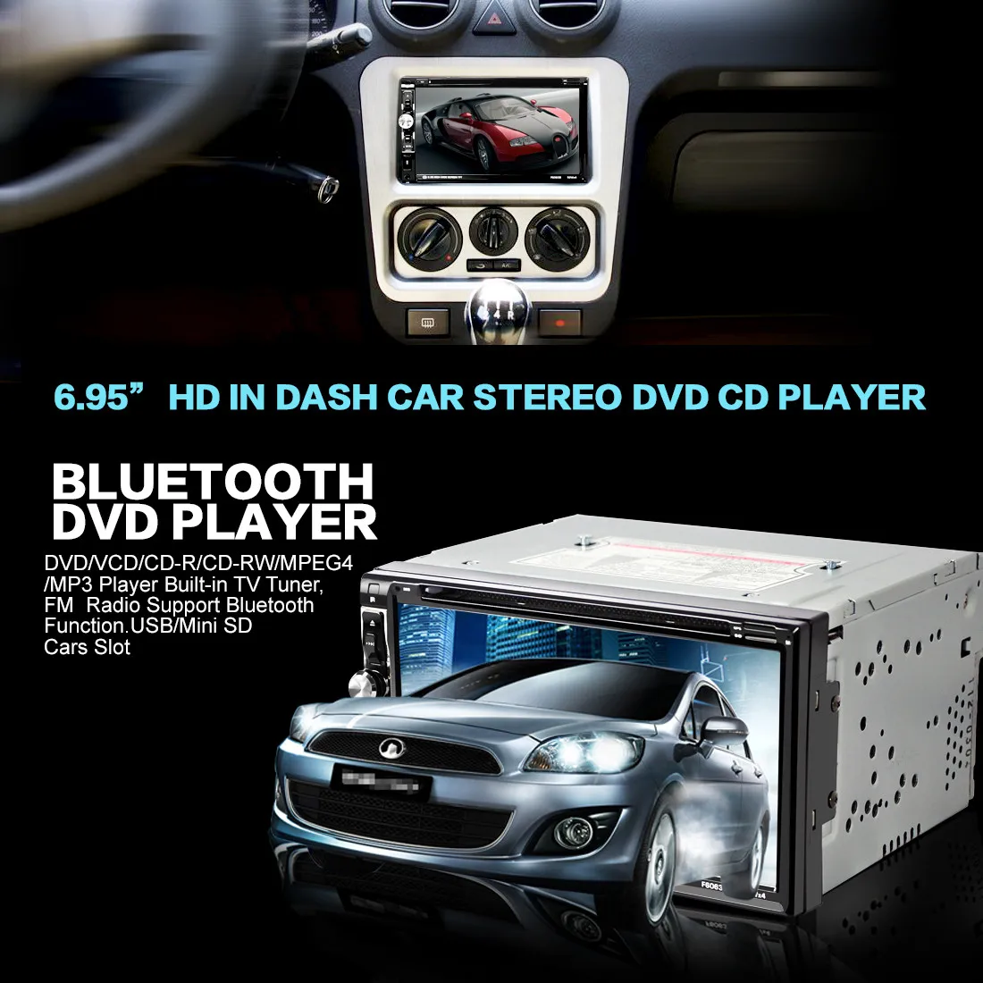 Для Android 7 в Dash 2 Din HD автомобильный стерео dvd-плеер Bluetooth Сенсорный экран fm-радио USB SD дропшиппинг Авто адаптер Voiture