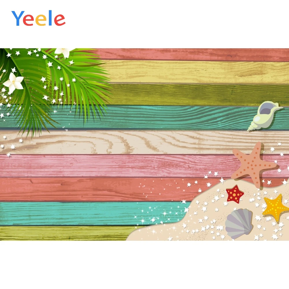 

Yeele Starfish Shell Palm Tree Scene Board Photography Background Summer Seaside Travel Backdrops Scenery For Photo Studio