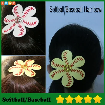

2016 Softball Flower Accessory and hair clip,softball hair bows,softball hairbow,baseball hairbow