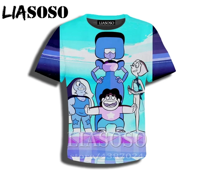Футболка LIASOSO с 3d принтом, Мужская Уличная футболка с аниме Harajuku, Детская футболка со Стивеном, Детская футболка с короткими рукавами, E560