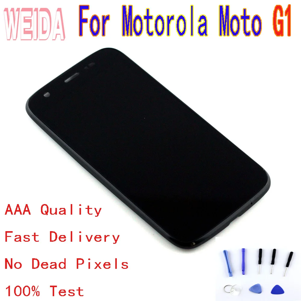 

For Motorola Moto G1 LCD Display Touch Screen Digitizer Assembly Black WITH Frame with free tool XT1032 XT1033 XT1008 XT1040