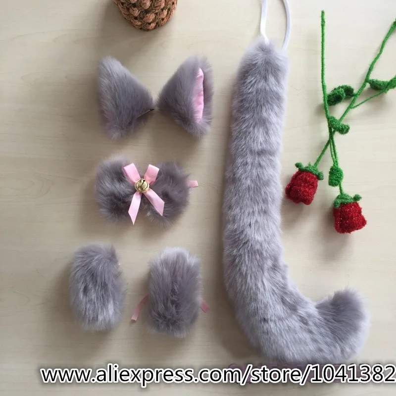 Новая распродажа как горячие пирожные кошачьи уши Ahri хвост косплей горничная
