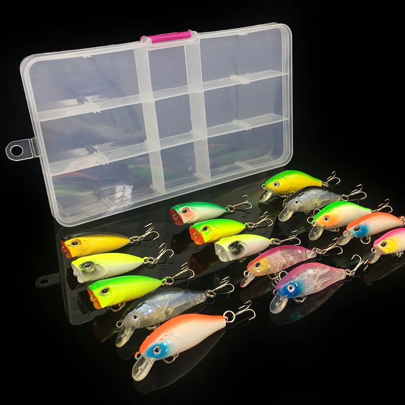 Fishing Lure Kit Popper Minnow 4-5g Artificial Lures Hard Poper Bait 16 Pieces Set With Noisy Balls Catch Bass | Спорт и развлечения