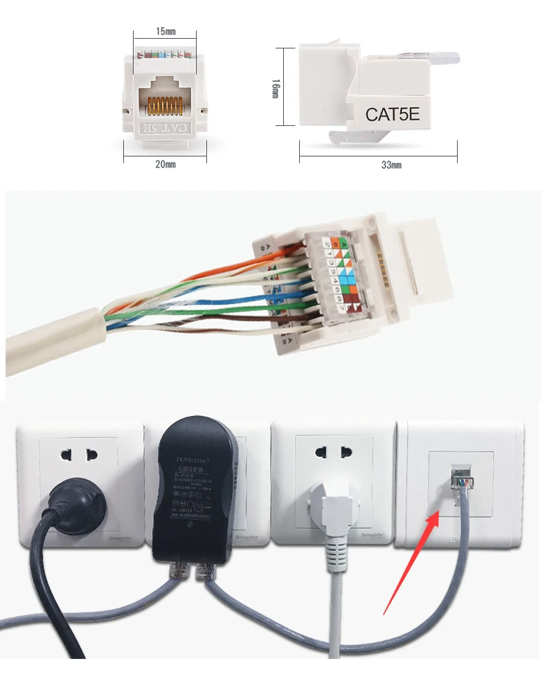 8P8C RJ45 Cat5e Cat6 UTP разъем Keystone Jack для настенной пластины без инструментов 90 градусов