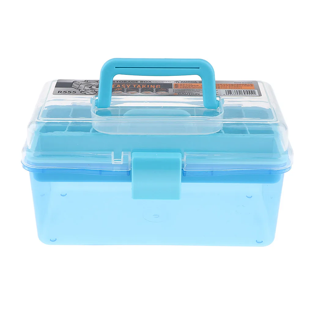 Super Satchel Double Deep with Removable Dividers,Nail Art Tools and Crafts Storage Container Box with Handle,Transparent