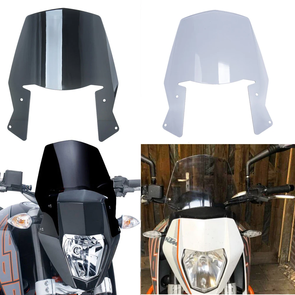 Front Motorcycle Windshield WindScreen Screen For KTM DUKE 690 2012-2018 Black