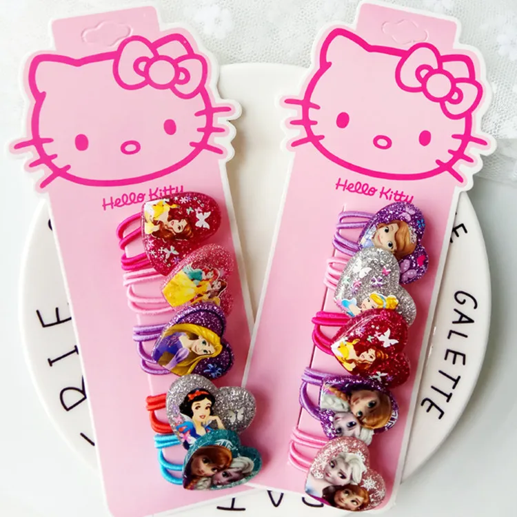 

5pcs Disney cartoon Frozen children hair clip head rope Elsa hair ring headwear doll accessories girl birthday gift cosmetic toy