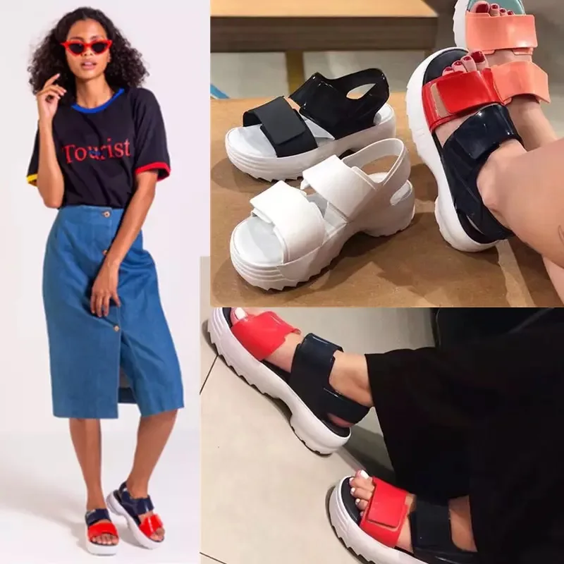 Melissa/оригинальные летние женские босоножки на высоком каблуке платформе с
