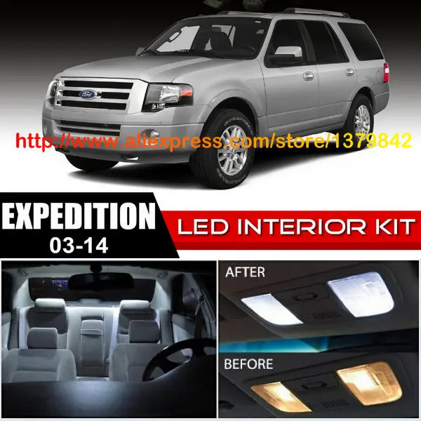 

Free Shipping 16Pcs/Lot 12v Xenon White/Blue Package Kit LED Interior Lights For 03-14 Ford Expedition