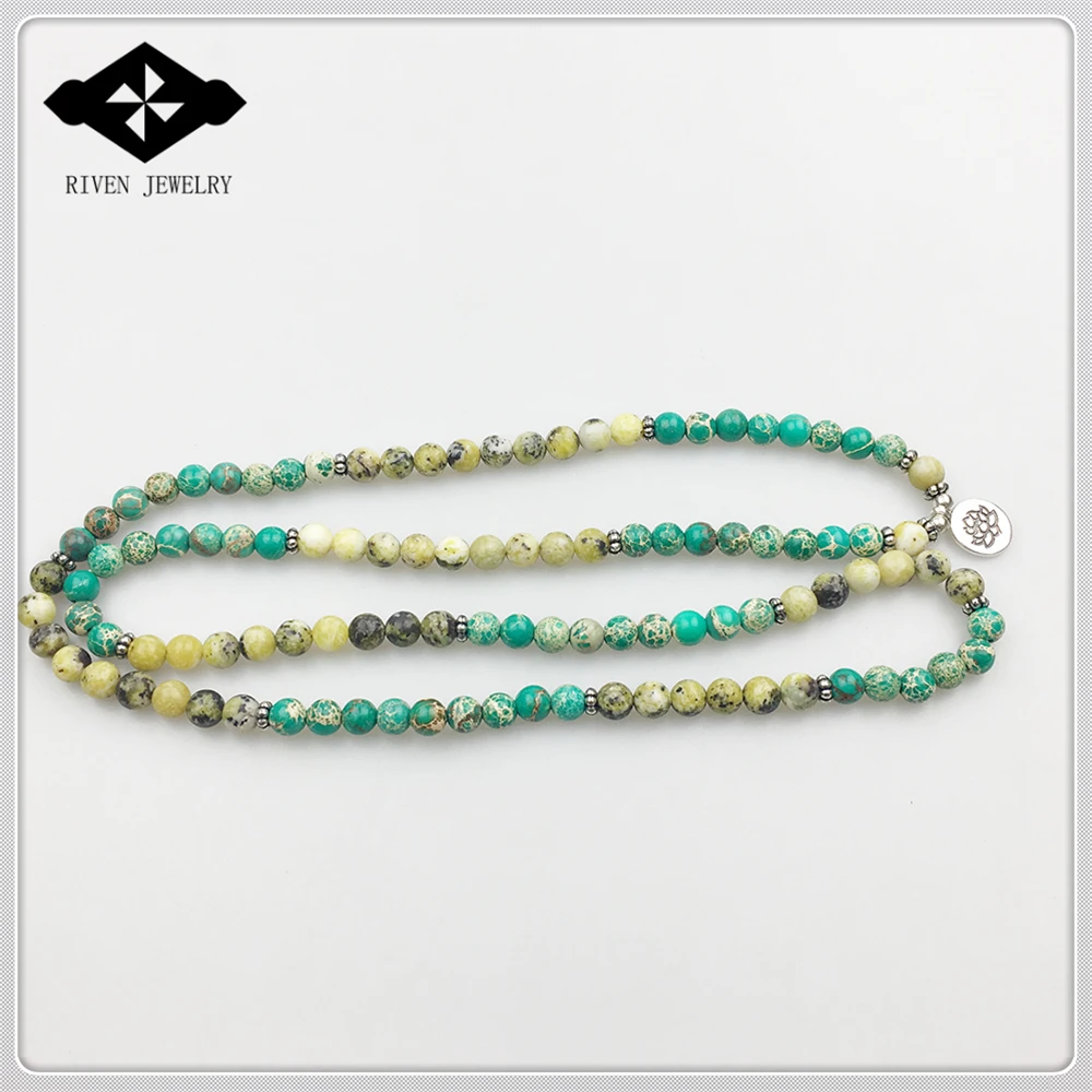 SN1170 Новое поступление женский 108 Mala браслет Lotus Yellow Howlite Йога ожерелье Высококачественная духовная медитация подарок