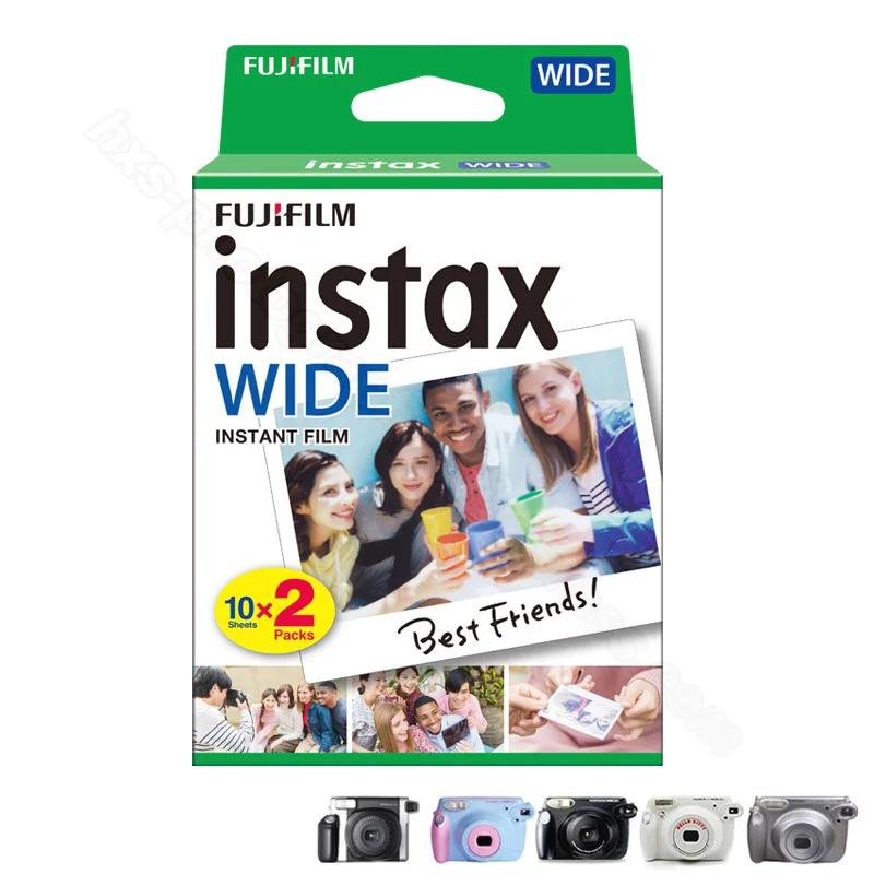 Подлинная Fujifilm Instax широкая пленка белый край двойной пакет 20 фотографий для