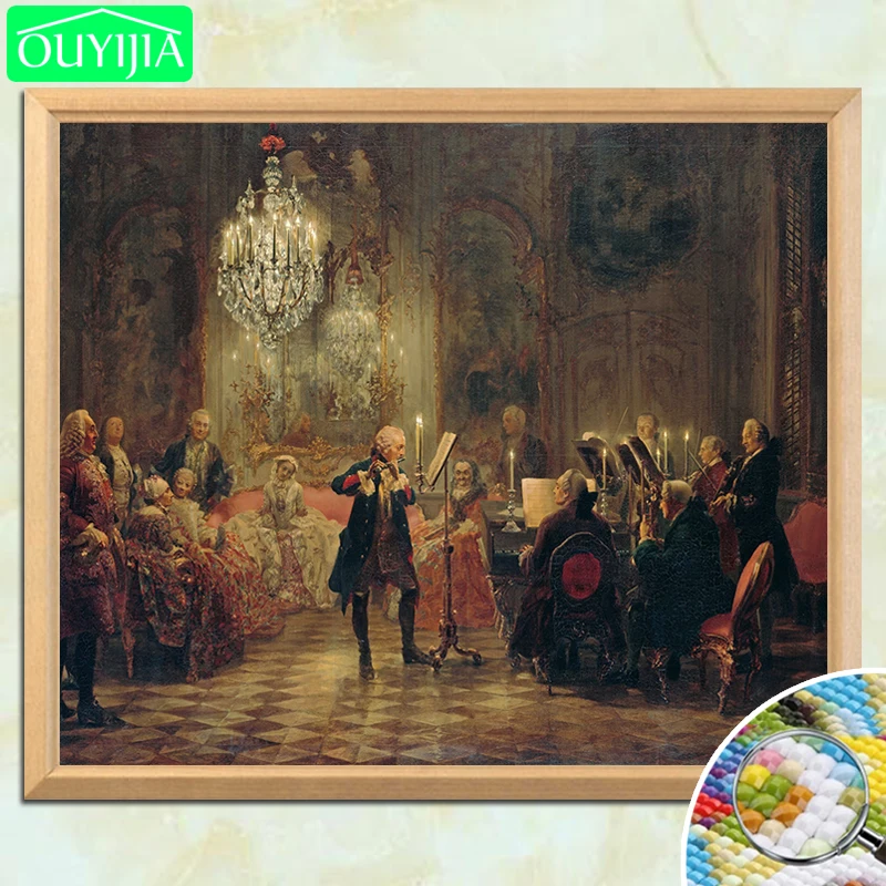 Всемирно известная картина &quotflotenkonzero Friedrichs des GroBen in Sanssouci&quot DIY Алмазная полностью