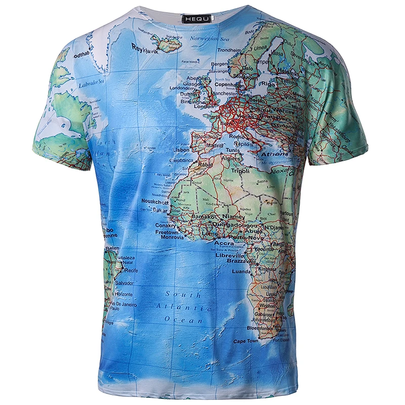 2018 Brand 3D T Shirt Men World Map T shirt Funny T Shirts Male Summer Short Sleeve Anime Tops 