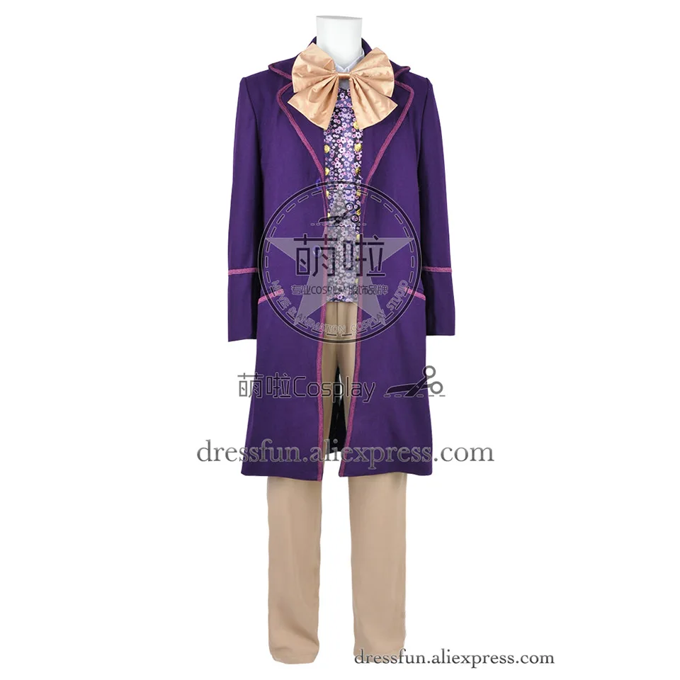 Charlie And The Chocolate Factory Costume Willy Wonka Purple Trench Coat Wool