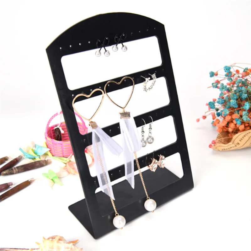 48 Holes Jewelry Organizer Stand Black Plastic Earring Holder Pesentoir Fashion Earrings Display