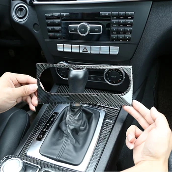 

Soft Carbon Fiber For Mercedes Benz C Class W204 2011-2013 Accessories Interior Air Conditioning Switch Panel Frame Stickers