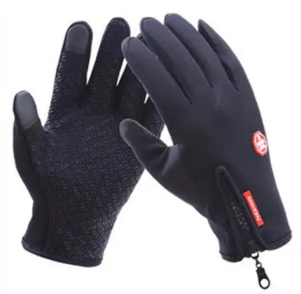 Queshark, мужские и женские лыжные перчатки, зимние теплые лыжные перчатки, для спорта на открытом воздухе, сенсорный экран, водонепроницаемые, противоскользящие перчатки, 5 азиатских размеров - Цвет: Black