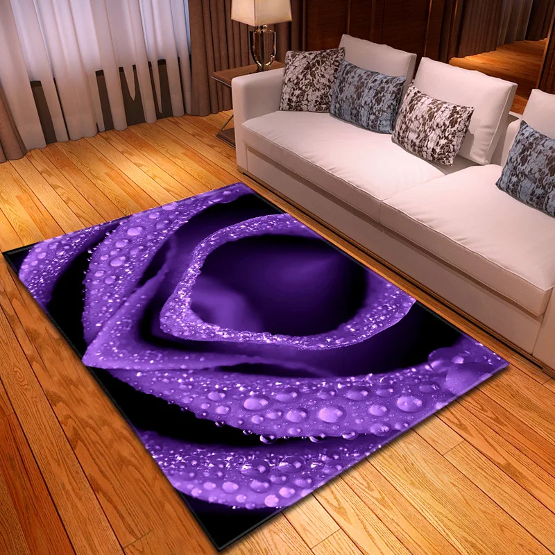 

3D flower rose carpet Living room bedroom green floral area rugs large size purple parlor Hallway kitchen Door green Floor mat