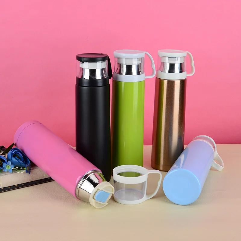 500ml Thermos With Handle Cap Easy Drink Plastic Mug Cup 304 Stainless  Steel Insulated Thermal Bottle Vacuum Flask Water Bottle - Vacuum Flasks &  Thermoses - AliExpress