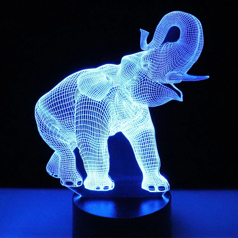 MYDKDJL 3D светодиодный ночной Светильник танцующий слон с 7 цветами светильник для украшения дома лампа потрясающая визуализация Оптическая иллюзия