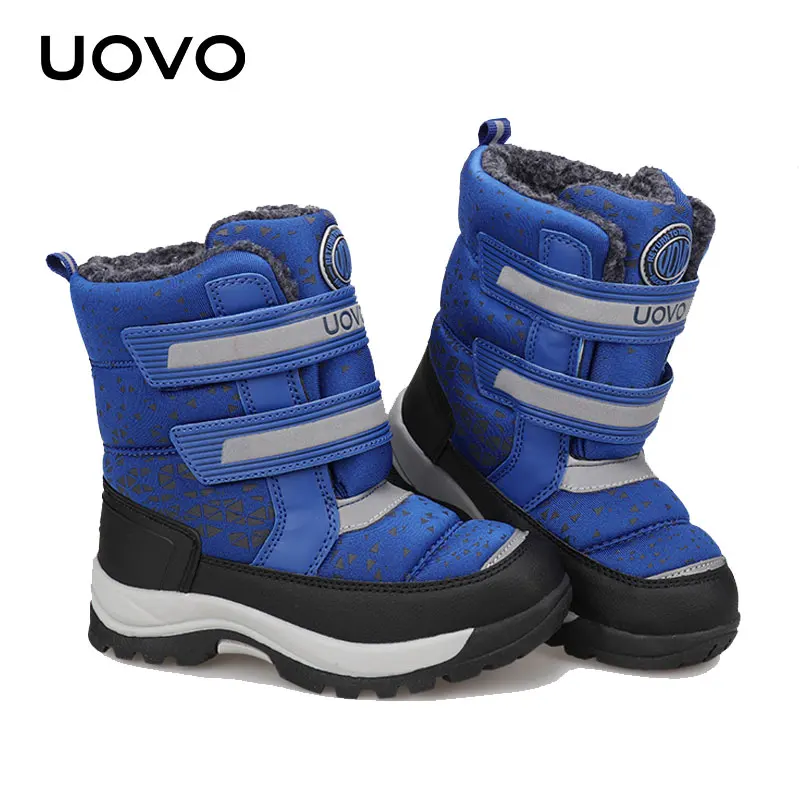 Уличные ботильоны для мальчиков и девочек бренд uovo размер 29-37, синие, фиолетовые детские повседневные короткие Ботинки Зимняя обувь на платформе для пеших прогулок Botas