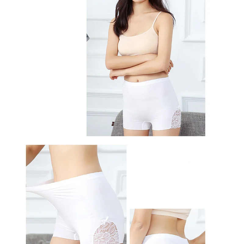 Women Lace Flower Safety Shorts Solid Bow Bottoming Short Pants Women Japanese Design High Elastic Waist Anti-Light Hip Shorts