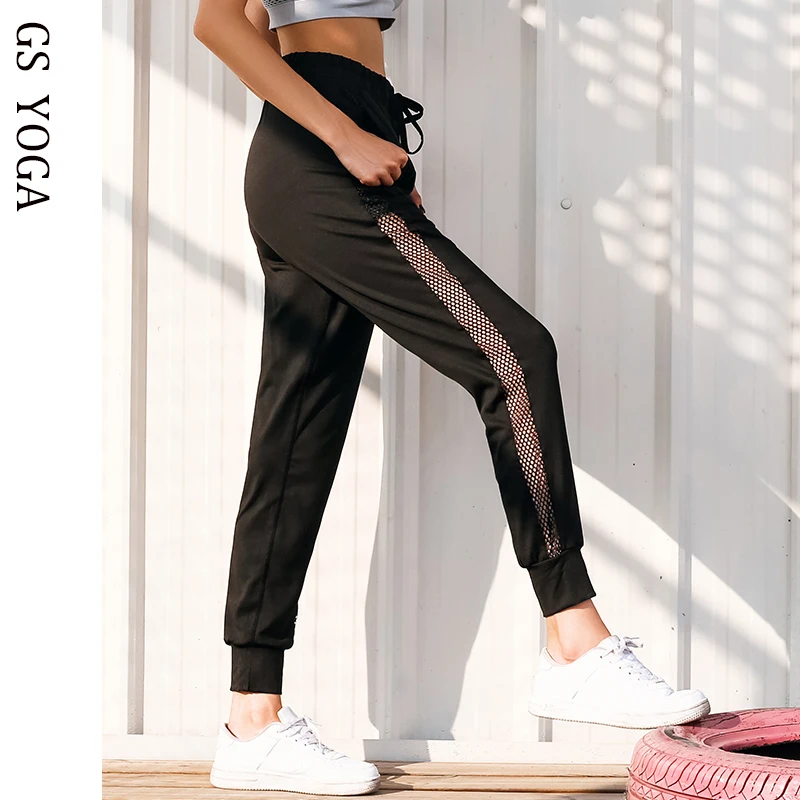 

2018 Hot Pants For Women Side mesh hollowed out Fitness Pants Sweatpants sweat Sport Yoga pants Women Gym Trousers Apparel