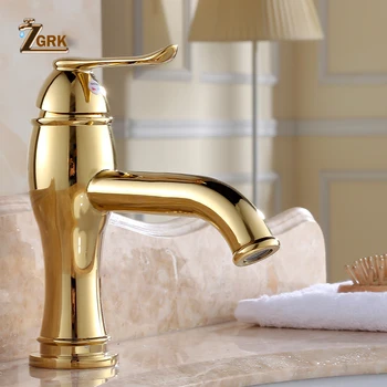 

ZGRK Bathroom Basin Faucet Elegant Kitchen Golden Faucet Ceramics Sink Faucet Single Handle Hot And Cold Water Taps