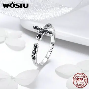 

WOSTU Top Sale 925 Sterling Silver Lucky Cross Belief Finger Rings For Women Brand Ring Anel Jewelry Gift FIR447