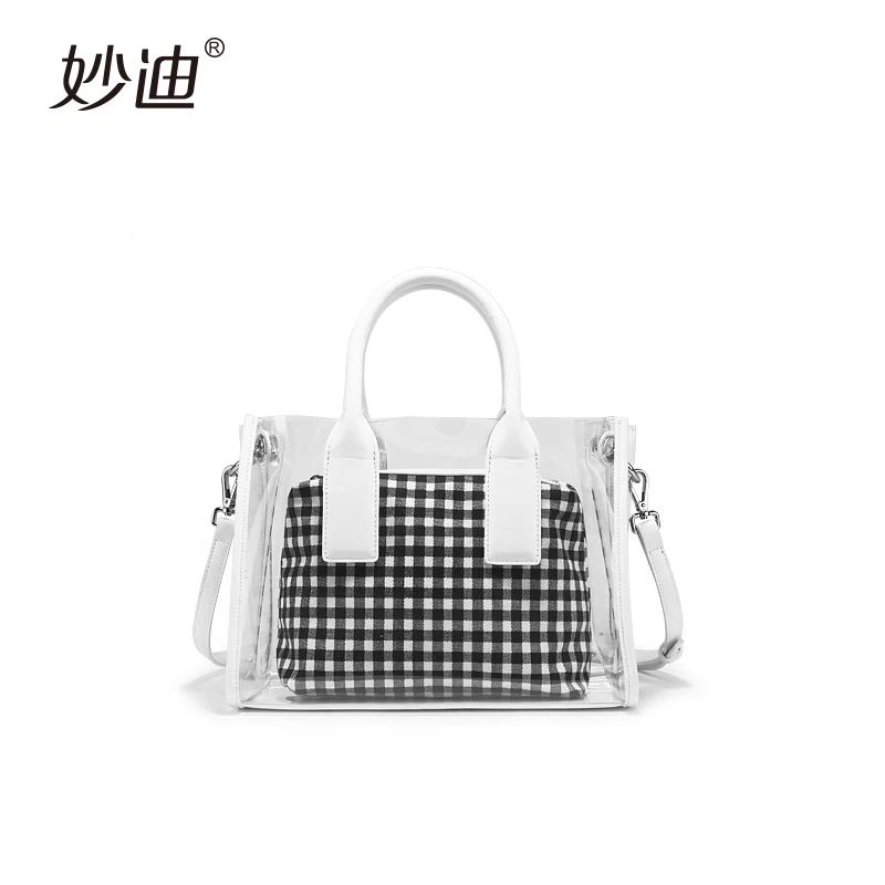 

MOOD large capacity jelly transparent bag female 2019 new PVC son mother tote bag cross-body bag large handbag free shipping