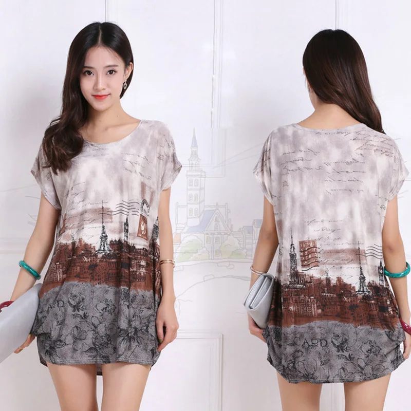

New Short Sleeve Women's T-shirt Large Size Round Neck Print Tops Short Sleeve Women 2019 Summer T-shirt Female