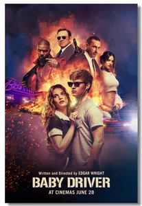 Custom Canvas Wall Murals Baby Driver Poster Baby Driver Stickers Office Ansel Elgort Lily James Wallpaper Bar Decoration