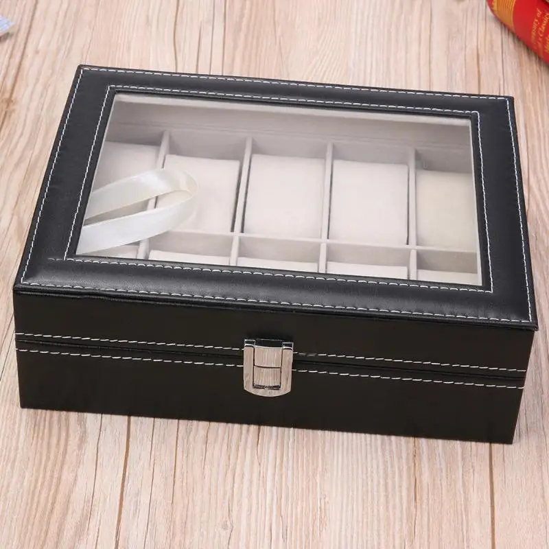 10 Grids PU Leather Watch Box Case Men Watches Holder Organizer Watches Jewelry Boxes cajas relojes horloge standaard