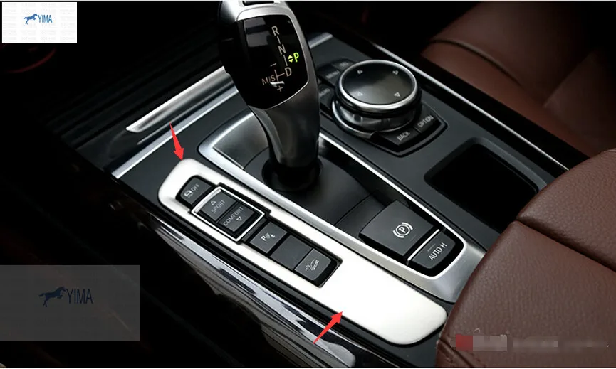 

Yimaautotrims Console Gear Shifter Panel Frame + Storage Cover Trim 2 Pcs Fit For BMW X5 F15 2014 2015 2016 Stainless Steel
