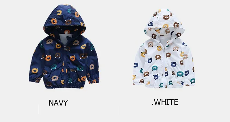 CROAL CHERIE  Fashion Bear Active Outerwear & Coats Kids Jacket For Boys Windbreaker Spring 2018 Children Clothes White Navy (8)