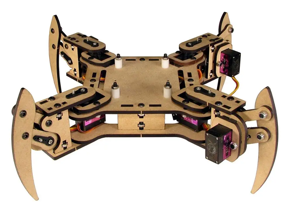 

Funssor DIY mePed v2 Quadruped Walking Robot - Base Kit wooden palte+Metal Gear Servos+screws/nuts kit