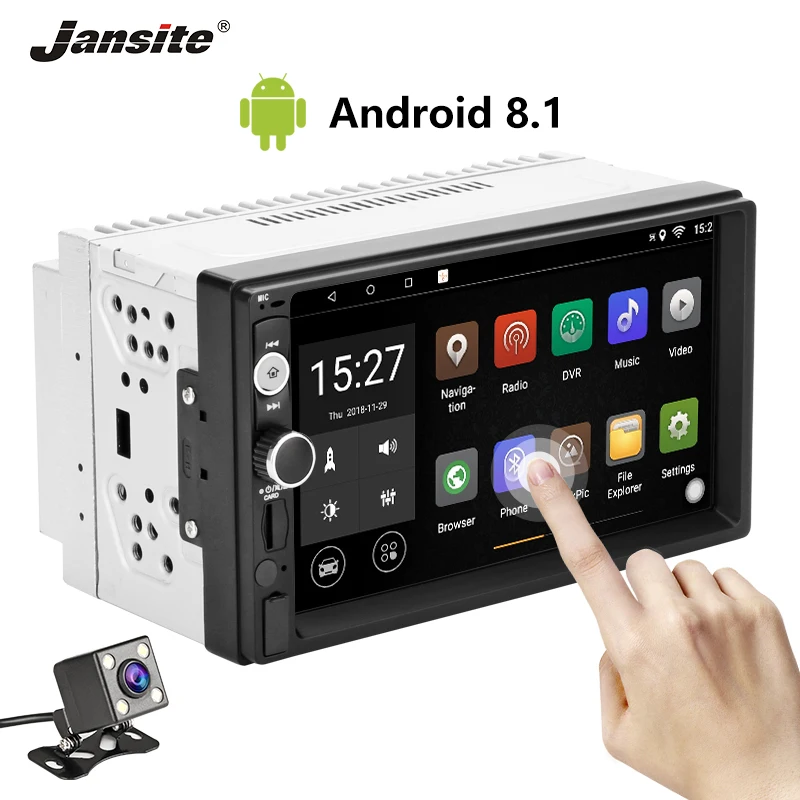 

Jansite 7" 2 din Car Radio Android8.1 player DVD with digital 1080P GPS Wifi Touch screen Double Din car stereo with Rear camera