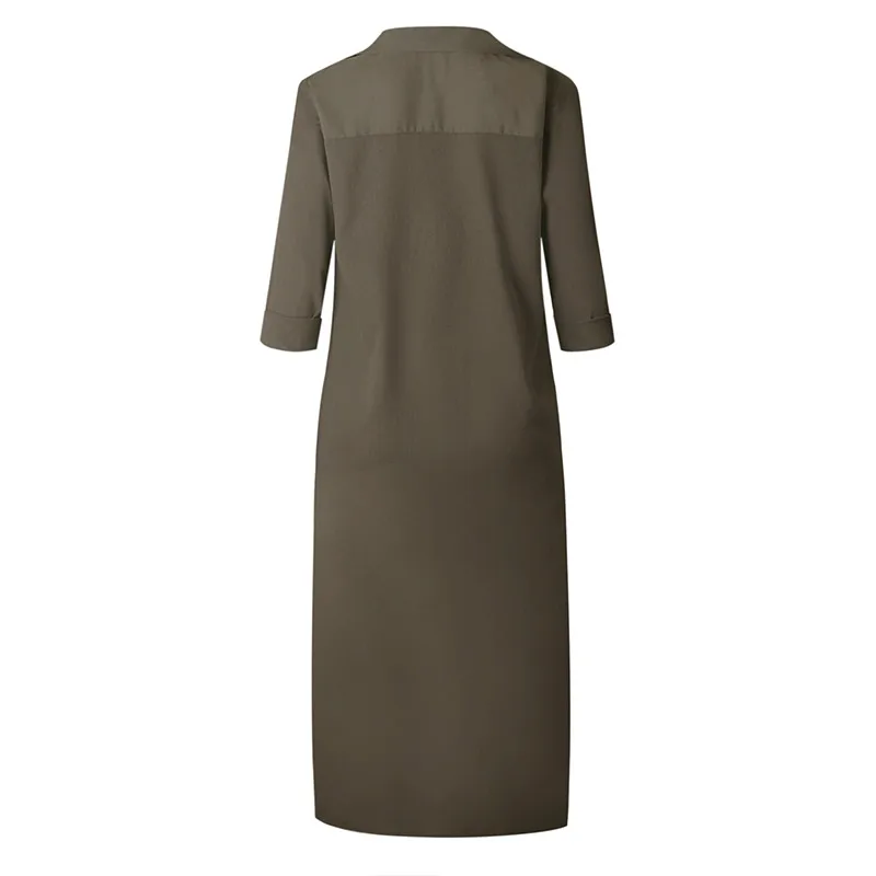 Qunndy Fashion Women Long Dress Summer Spring Chiffon Long Sleeve Split Maxi Dress Elegant Casual Party Dresses Sexy Vestidos (11)
