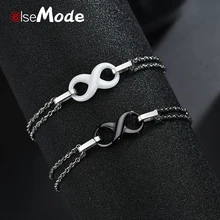 ELSEMODE антиаллергенный женский бесконечный номер 8 очаровательные керамические браслеты нержавеющая сталь 316 L черный белый керамический браслет