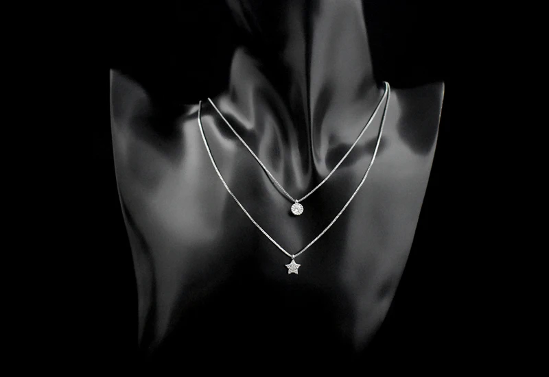 Новое поступление 925 серебро двухслойные Цепочки и ожерелья с звезда кулон ключицы Цепочки и ожерелья Цепь для Для женщин и девушки