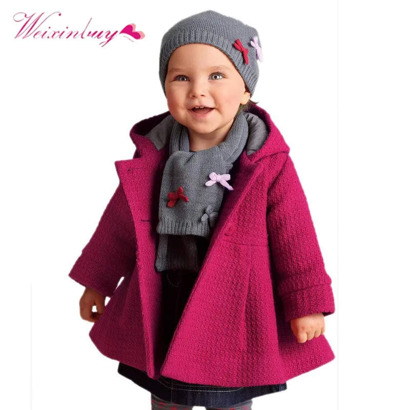 

winter baby girl Jacket hooded Baby Girl Toddler Warm Fleece Winter Pea Coat Snow Jacket Suit Clothes 0-3Y