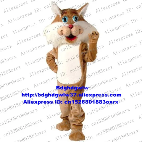 Long Fur Brown Leopard Cat Lynx Catamount Bobcat Lince Luchs Mascot Costume Adult Character Sales Promotion Play Games zx2101 |