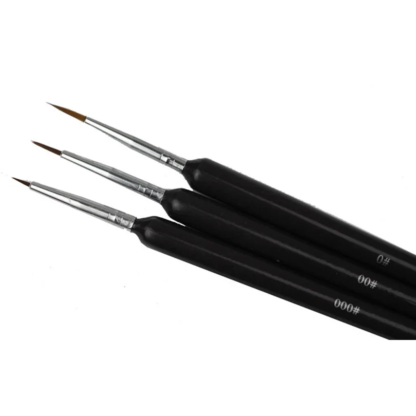 3Pcs Nail Art Brushes Silicone Head Nail Soft Mink Fur Brush Pencil With metal handle